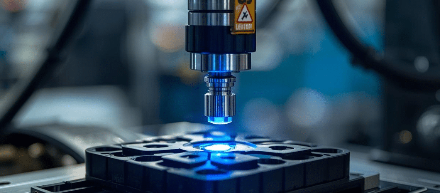 Capteur de précision industriel mesurant une pièce sur machine de production